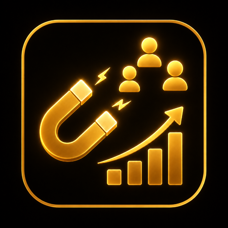 Icono de captación de clientes y crecimiento comercial digital